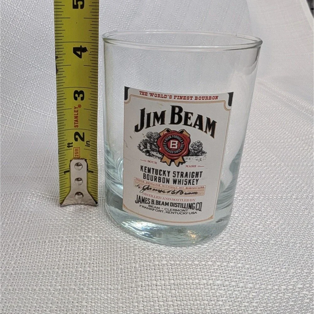 Jim Beam Kentucky Straight Bourbon Whiskey Label Rocks Glass Barware 4